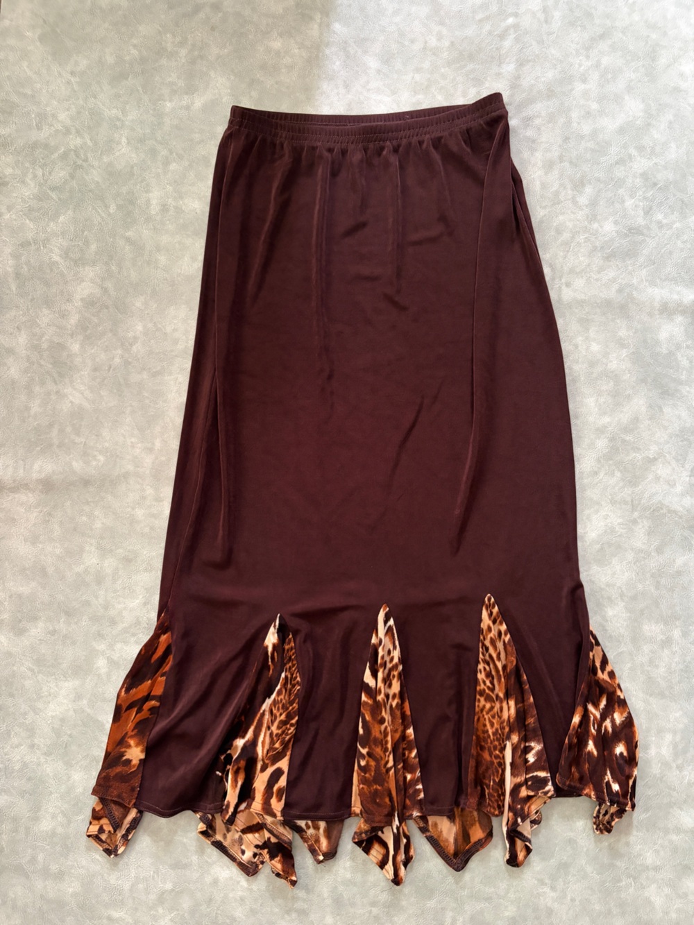 Vintage 90’s Brown Boho Fairy Leopard Print Maxi Skirt - Picture 6 of 8